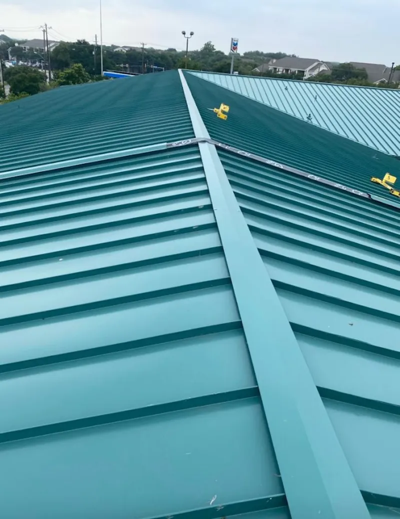 Green commercial metal roof ridge and valley for Metal Roof Repair in Fruit Cove